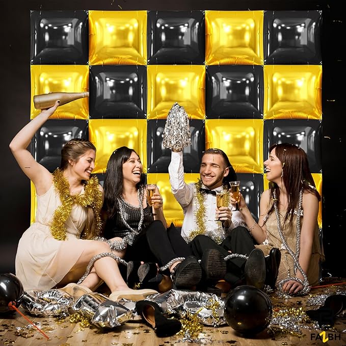 XtraLarge Black and Gold Balloon Wall Backdrop 22 Inch Pack of 25