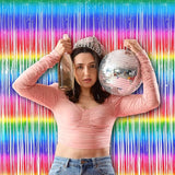 BRAVESHINE Tinsel Foil Curtains - 2 Pack Colorful Party Streamers