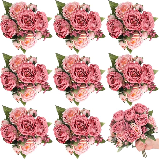 8 Bundles Artificial Peonies Flowers Boho Faux Flowers Arrangements #1