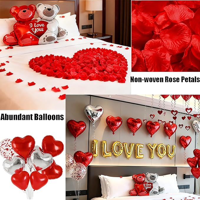 54pcs I Love You Heart Balloons Valentines Decoration with 50
