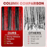 Voircoloria 3 Pack 3.3x8.2 Feet Red and Black Foil Fringe Backdrop