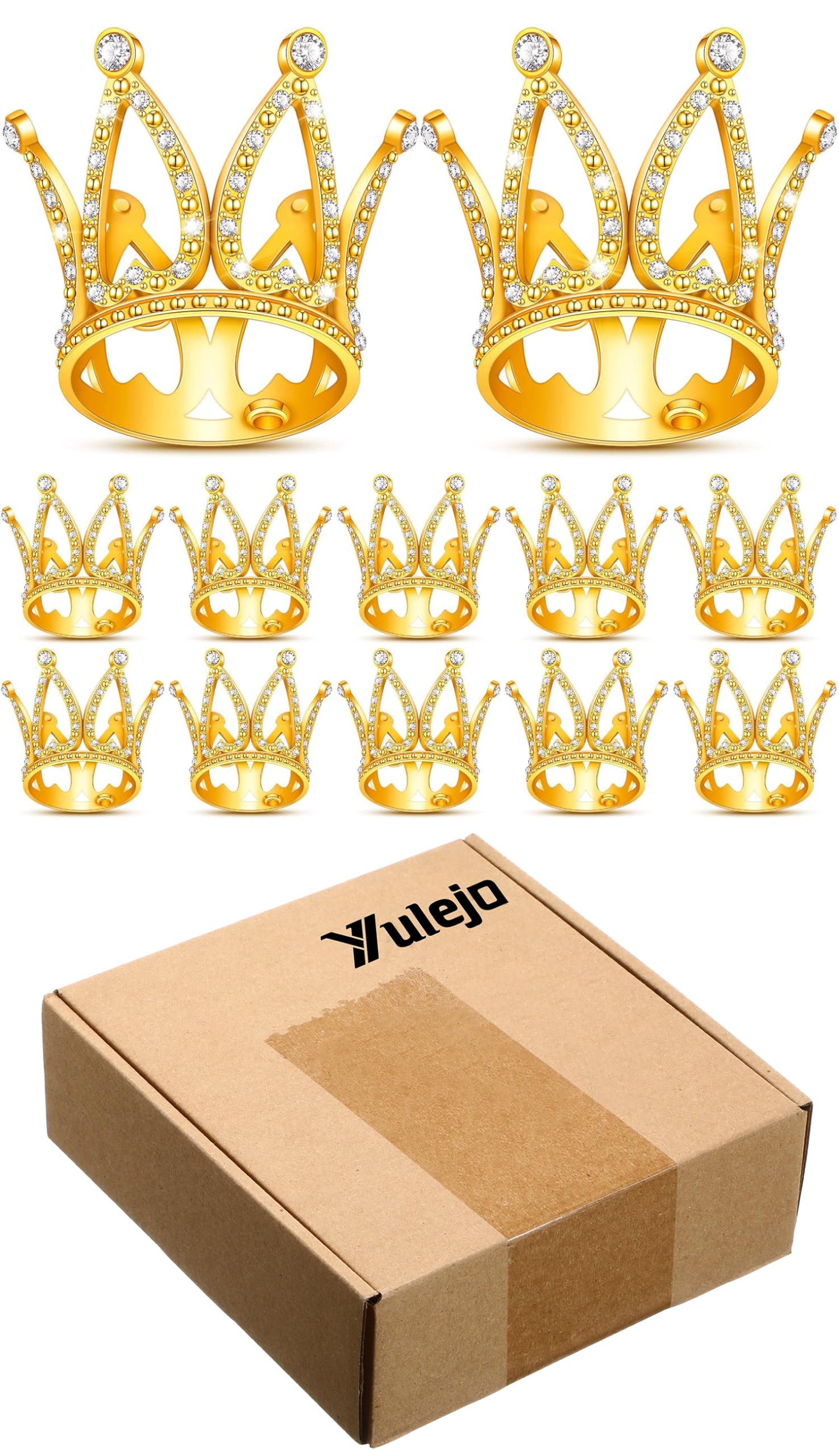 12 Pcs Crown Cake Topper Mini Baby Crown Tiny Queen Small Alloy Gold
