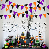 32Ft Orange Black Purple Halloween Pennant Banner Fabric Triangle
