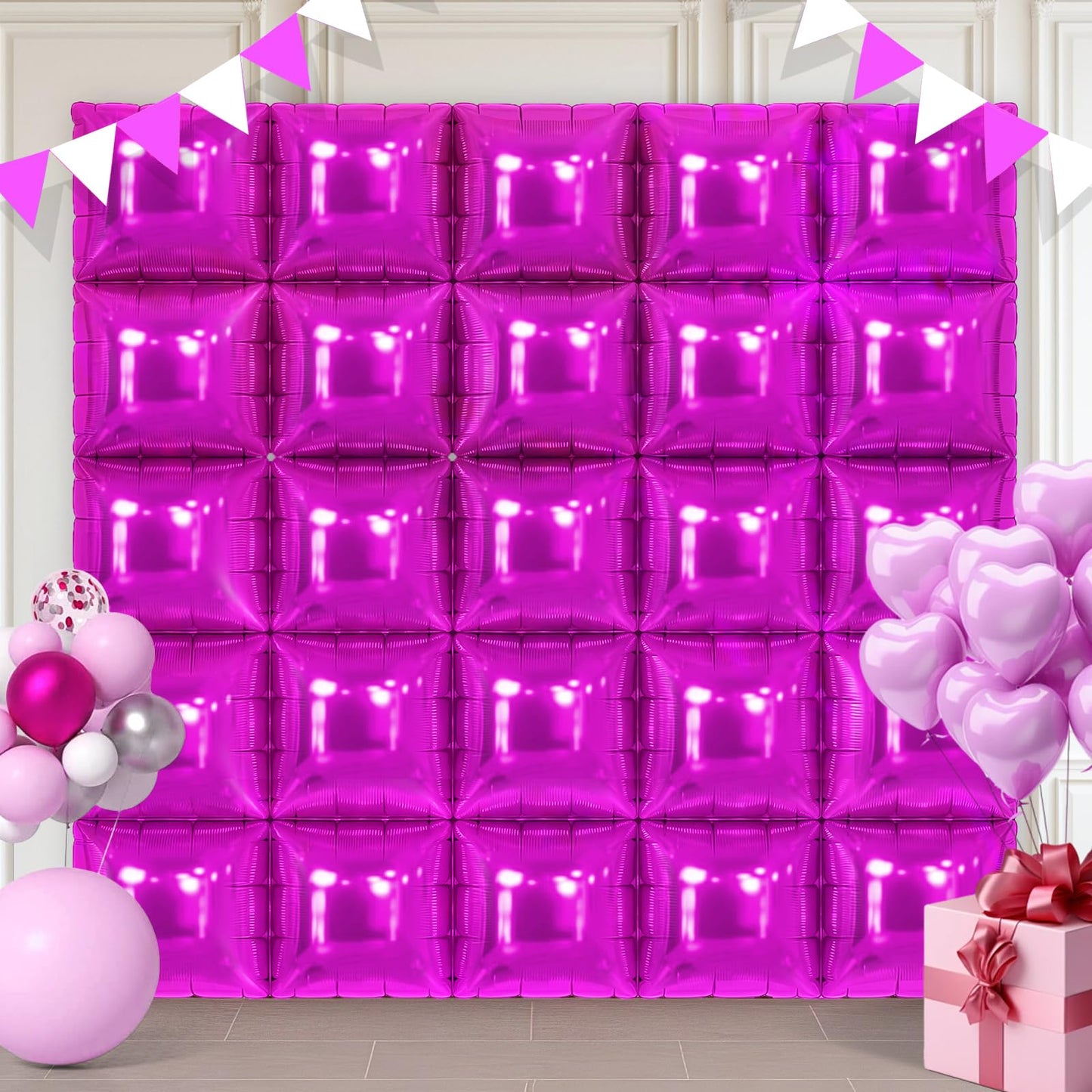 Hot Pink Square Foil Balloons 25 Pcs Metallic Hot Pink Balloons Wall