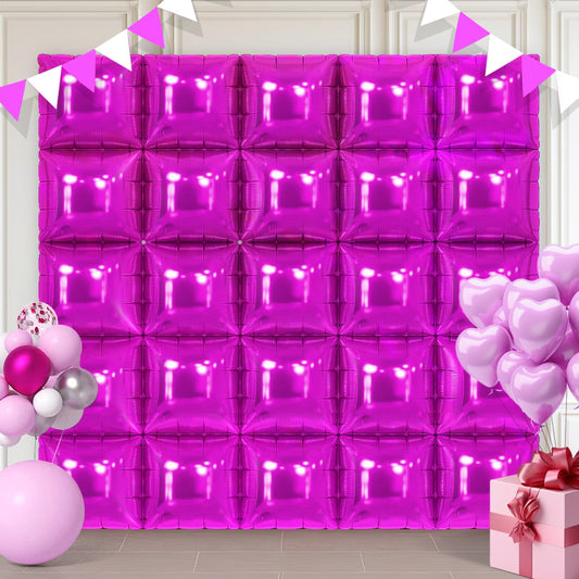 Hot Pink Square Foil Balloons 25 Pcs Metallic Hot Pink Balloons Wall