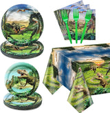 Dinosaur Birthday Decorations 81Pcs Dinosaur Paper Tableware Set