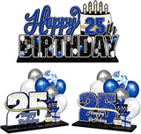 LINGTEER Happy 25th Birthday Blue Acrylic Table Topper Centerpieces
