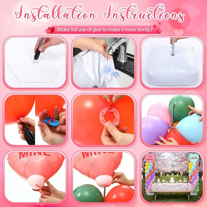 2 Set Valentines Day Balloon Column Stand Kit with 2 Candy Pastel