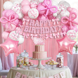 Pink Bow Birthday Decorations, Coquette Party Decoration for Girls