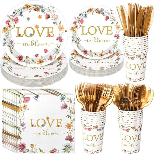 24 Set Love Is in Bloom Wildflower Bridal Shower Decorations
