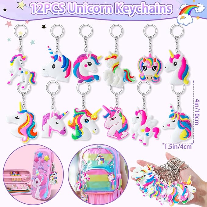 12 Sets Unicorn Party Favors Birthday Supplies for Girls Kid