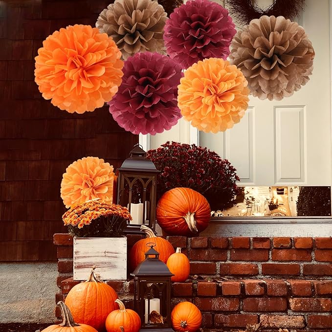 Boho Baby Shower Burgundy Brown Orange Party Decorations 23pcs