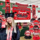 Graduation Decorations Red and Black Party Decor Set include Congrats