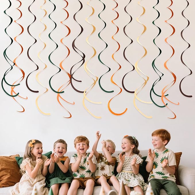 36 Pcs Green Brown Orange Beige Hanging Swirl Decorations Felt Swirl