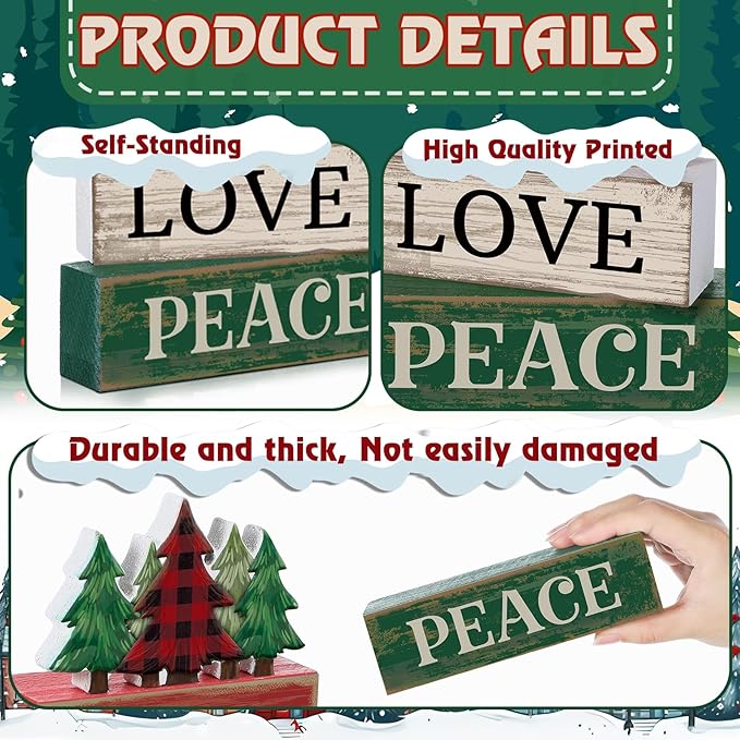 4 Pcs Christmas Table Decor Christmas Tree Centerpiece Joy Peace