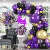 Purple Black and Gold Balloon Arch Kit Graduation Balloon Garland