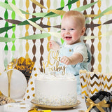 AOYOO 5 Rolls Crepe Paper Streamers - Sage Olive Green, Gold & Ivory