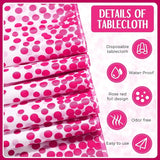 Breling 8 Pack White and Hot Pink Disposable Plastic Tablecloths and
