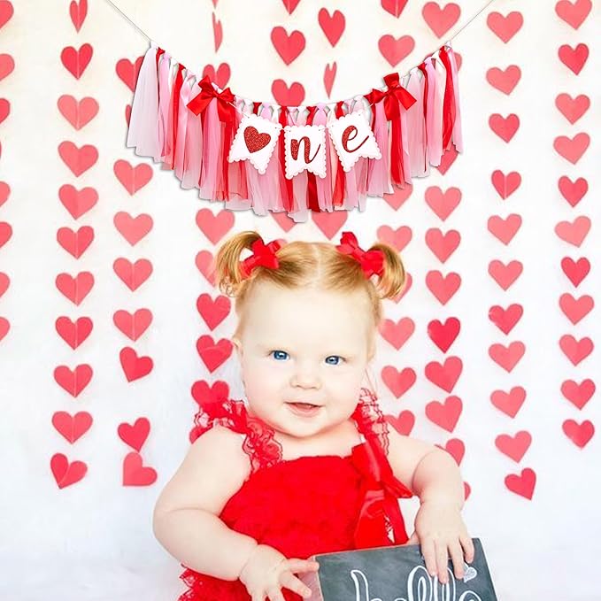 Valentine's Day One High Chair Banner Valentine's Day Themed First
