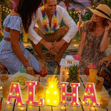 5 Pcs Hawaiian Luau Aloha Party Decoration Aloha Letter LED