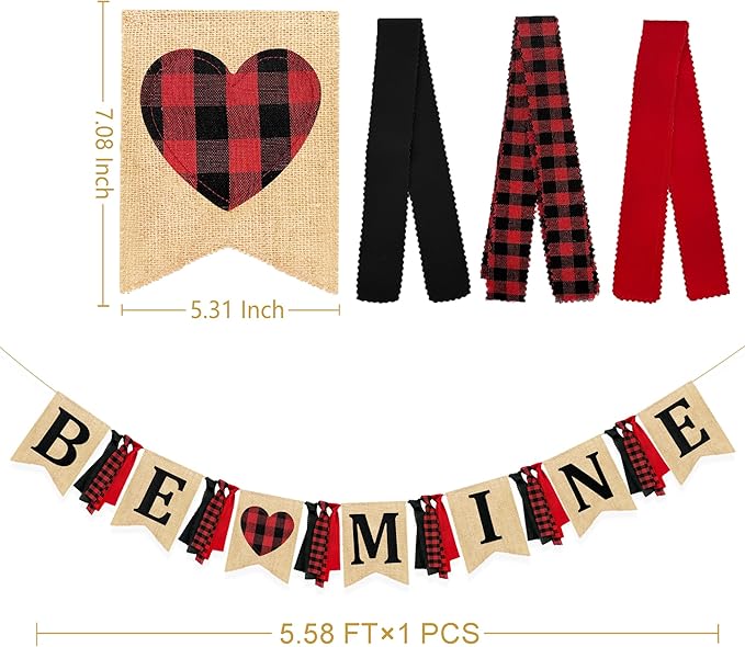 Valentine's Day Party Decorations Be Mine Felt Sign Burlap Pennant