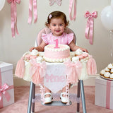 Handmade Pink Bow High Chair Banner 1st Birthday Party Decoration