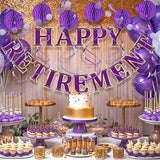Retirement Party Decorations Kit for Women - 16-Piece Elegant Purple