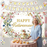 8pcs Floral Retirement Party Decorations for Women Wildflower Happy