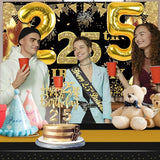 25th Birthday Decorations Men Women with 25th Birthday Banner Black