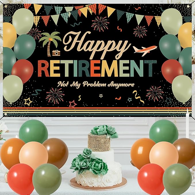 Retirement Decorations for Men Women Colorful Vintage Retirement