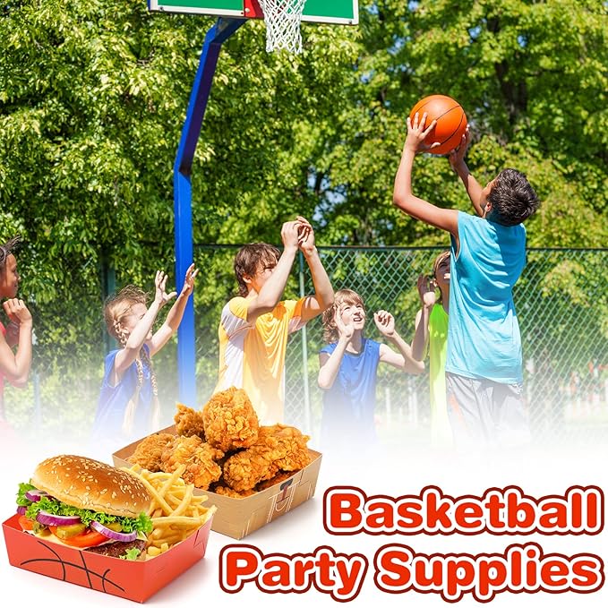 36 Pack Basketball Party Supplies Large 5 lb Basketball Plates Trays