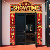 3 Pcs Movie Night Decorations Porch Sign Banner Showtime Movie Theme