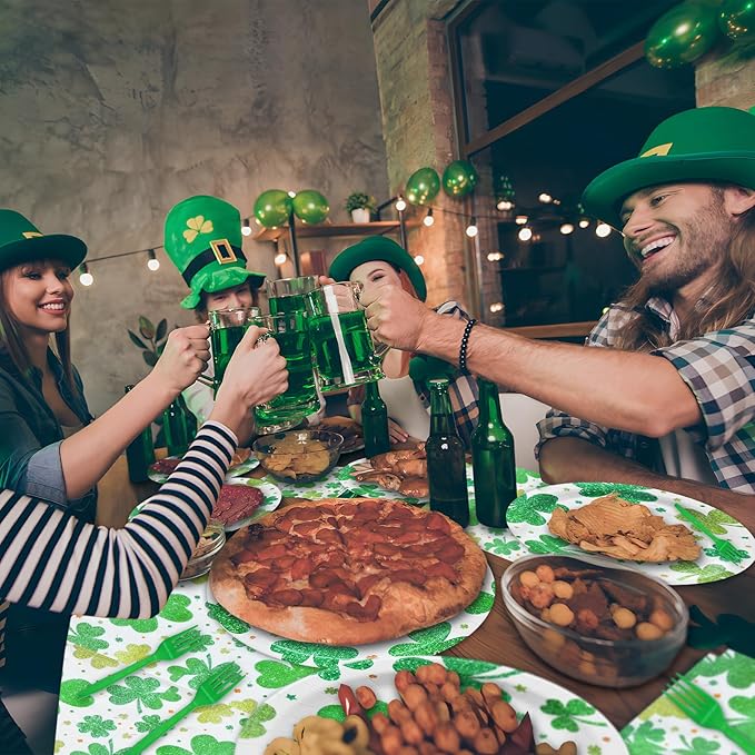 96 Pieces St Patrick's Day Shamrock Tableware Party Supplies