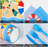 ADXCO 192 Piece Summer Pool Party Tableware Set Including Plates