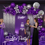 yeewaka chrome purple silver disco balloon garland arch kit 120pcs