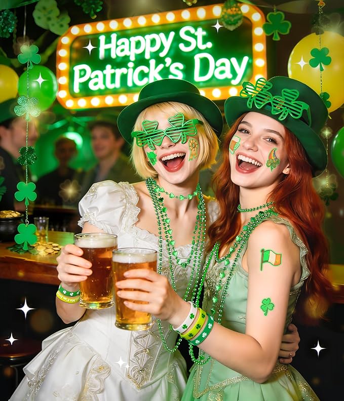 Jeowoqao 184pcs St Patricks Day Accessories Party Favor Set St