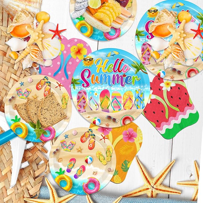Beach Plates and Napkins Sets Beach Party Supplies Flip Flops Summer