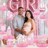 Girl Baby Shower Decorations Set - Kit with Pink Honeycomb