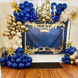 YMSZ Blue and Gold Balloons Set, 67pcs 12 Inch Royal Blue Gold White