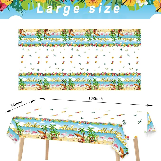 Tevxj 3 Pieces Tropical Luau Party Tablecovers Hawaiian Beach Theme