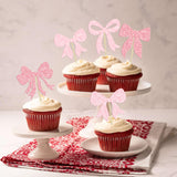 Gyufise 36Pcs Bow Cupcake Toppers Glitter Bowknot Cupcake Picks Bow