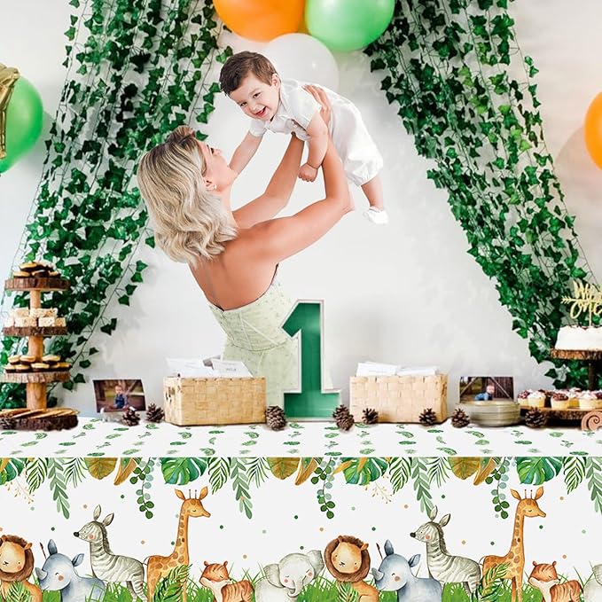 Jungle Safari Tablecloths 3Pcs Wild Animal Table Cover for Safari