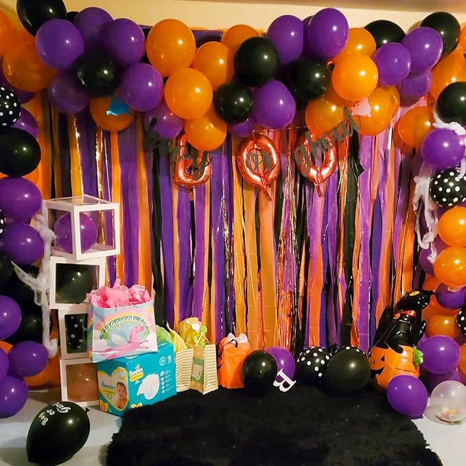 PartyWoo Purple Crepe Paper Streamers 4pcs 328ft Pack of Dark Purple
