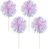 Gyufise 30Pcs Foil Firework Cupcake Toppers Sparkle Tinsel Cake #3