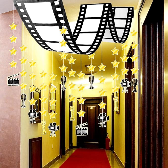 Movie Party Decorations Bulk 12 ft Filmstrip Banner Ceiling Decor