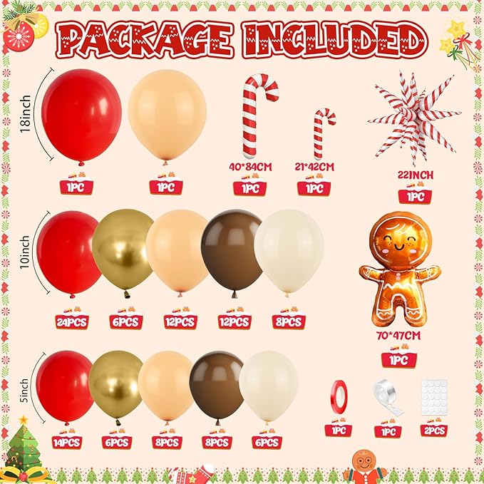 Christmas Balloon Arch Kit Xmas Beige Red Balloon Garland Apricot