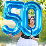 Giant Blue 0 Number Balloons - 40 Inch | 0 Digit Balloon for Ocean