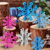 6 Sets Snowflake Christmas Table Decorations 12pcs Blue Fuchsia