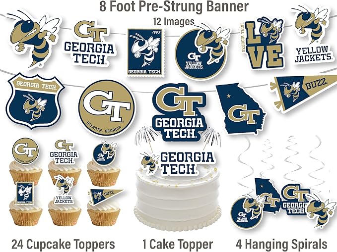 Georgia Tech Party Supplies for GT Football, Birthday Gift,