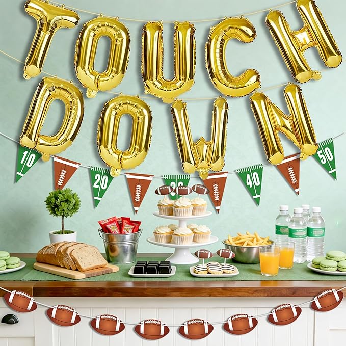 11 Pcs Football Party Decorations Kit Touchdown Letter Foil Balloon